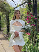 Elegant White Satin Bodycon Dress Summer Fashion Statement