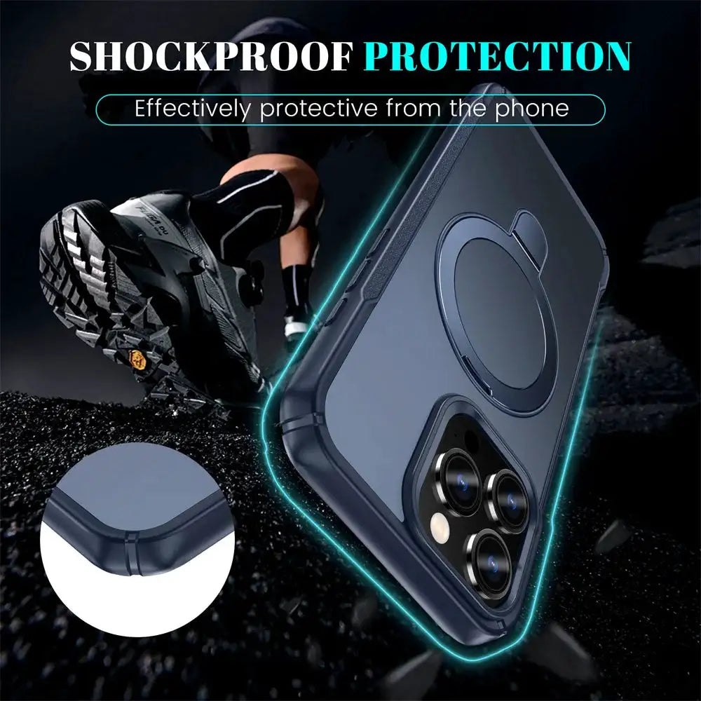 For Magsafe Wireless Charge Fold Magnetic Stand Phone Case For iPhone 15 16 17 18 Pro Max 16E 14 13 12 11 Anti-slip Bumper Cover