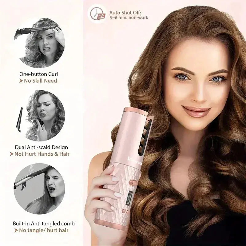 Wireless Electric Hair Curler Portable Travel Styling Device