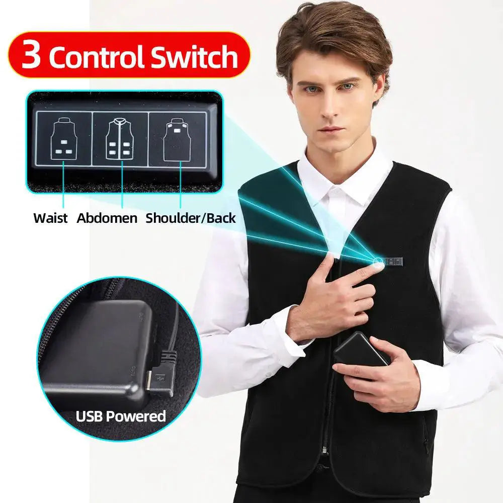 10 Areas Heated Vest Men Women USB Electric Self Heating Vest - OurLum.com
