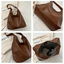 Vintage PU Leather Boston Handbag Women Crossbody Tote Chic Large
