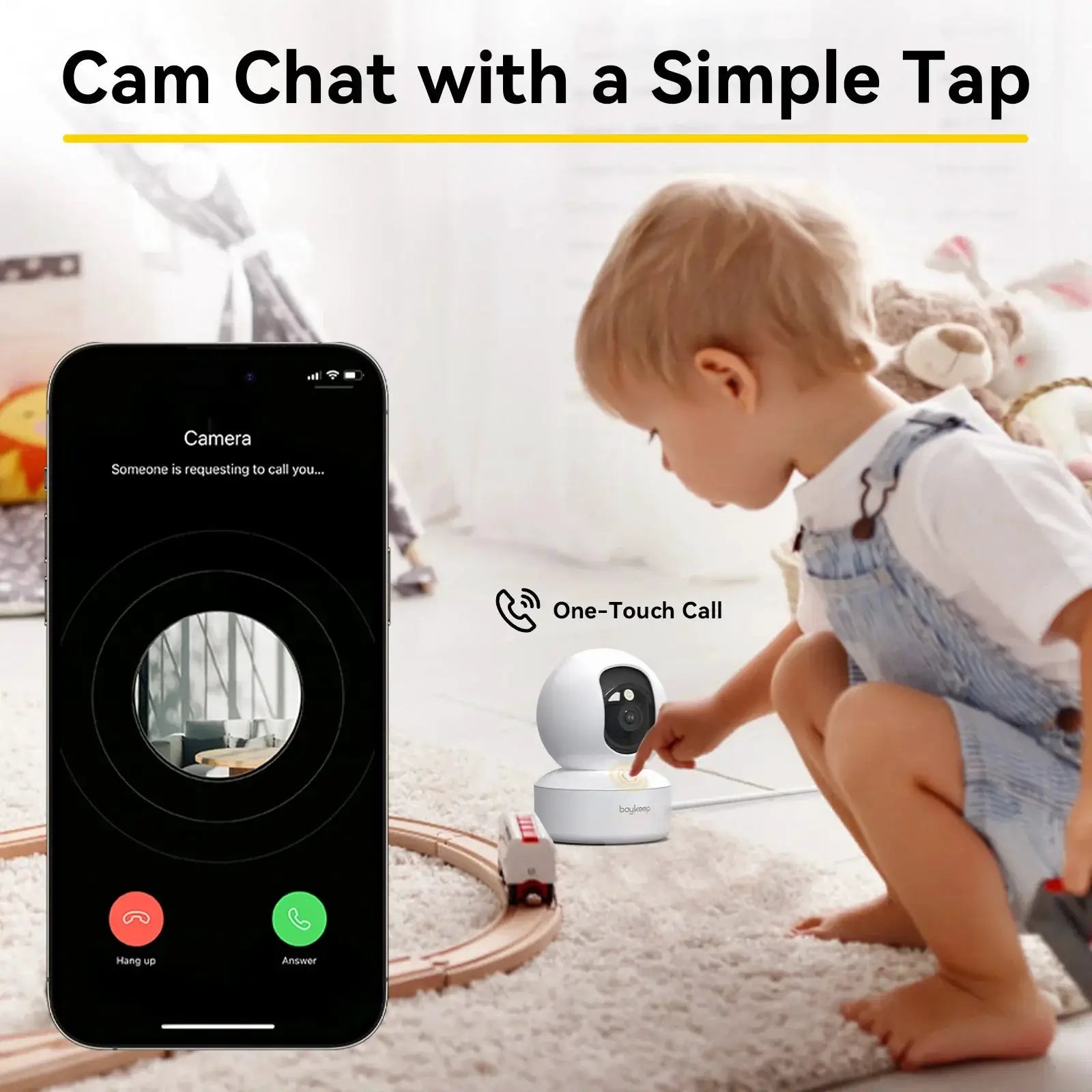 BoyKeep 3MP Indoor WiFi Baby Monitor - Auto Tracking For 24 7 Surveillance Hooks - stepyours.com