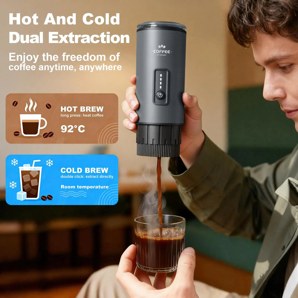 Portable in Electric Espresso Coffee Maker Rechargeable Self — product view 4