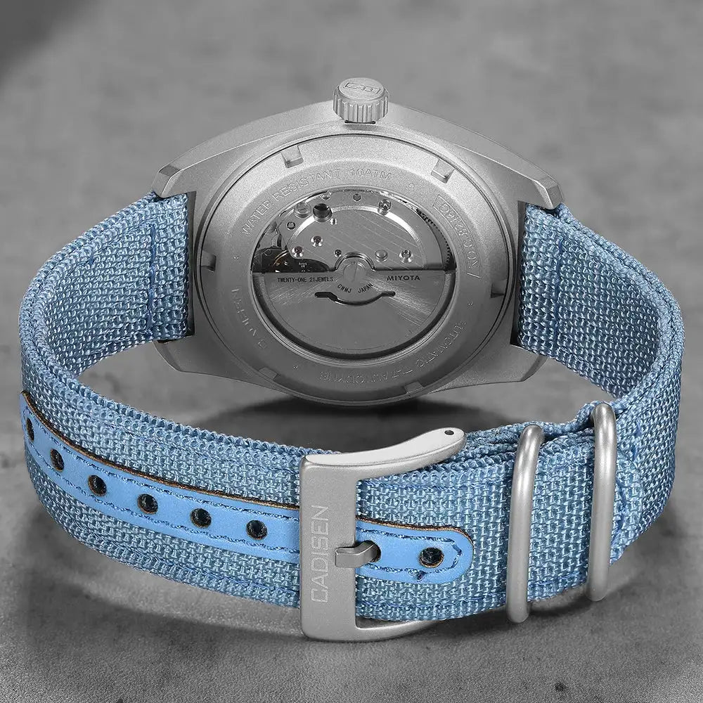 CADISEN TI-7 Autodyne Titanium Automatic Mechanical Watch Man Canvas Wristwatch MIYOTA 8215 Watches USA Warehouse Delivery