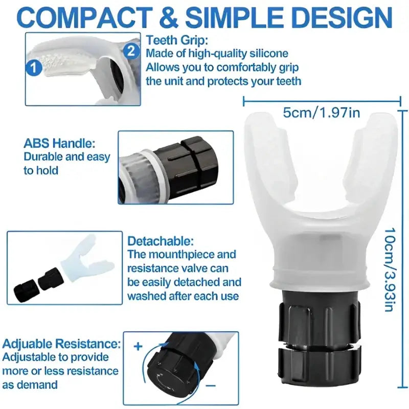 Portable Breathing Trainer For Lungs Adjustable Resistance