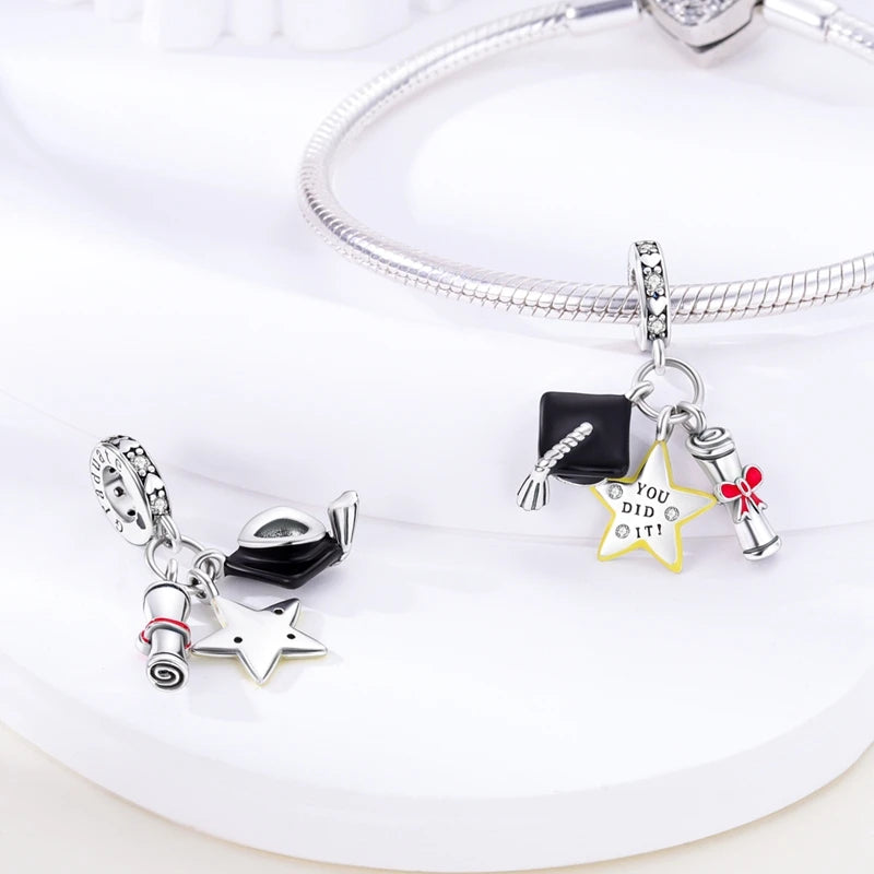 Silver Plated Charm Graduation Campus