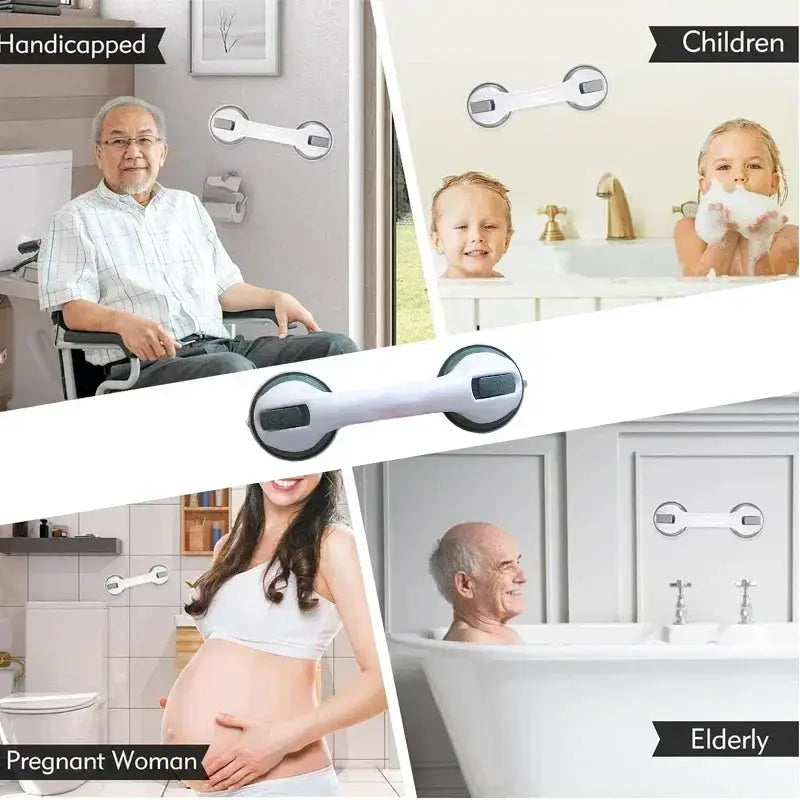 Shower Safety Handle Double Lock Vacuum Disc Anti Slip Grip