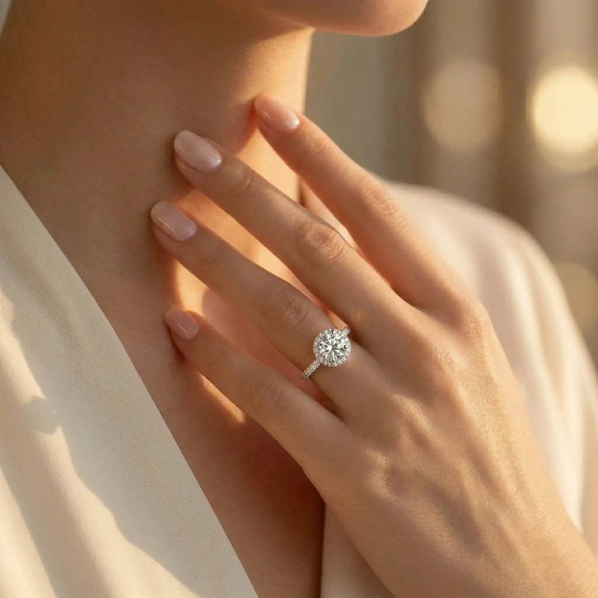 Round Moissanite Ring in Sterling Silver Classic — product view 5