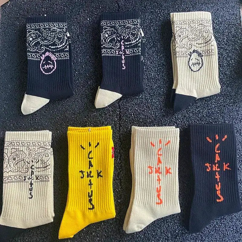 Cactus Jack Hip Hop Crew Socks Sporty Style For Occasions