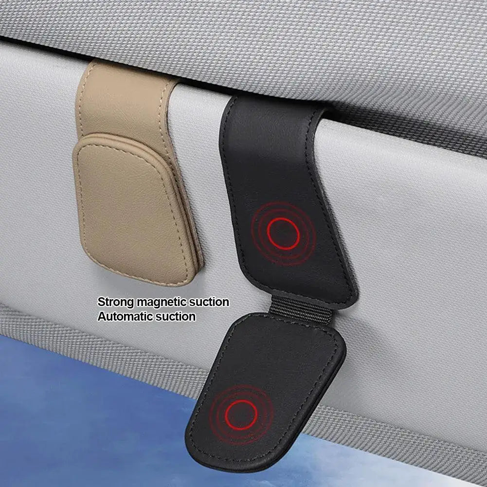 Car Sun Visor Sunglasses Organizer Stylish PU Leather Holder