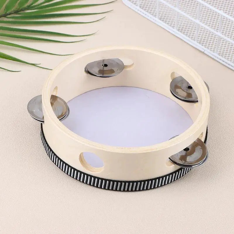 Wooden Tambourine Drum 15cm For Kids Educational Toy