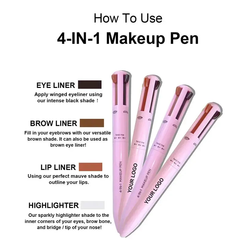 4 In 1 Waterproof Pencil Eyeliner Lip Liner Eyebrow Pencil