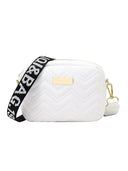 Wave Embroidery Square Bag With Printed Shoulder Strap