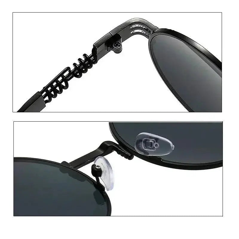 Unisex Gothic Red Steampunk Round Sunglasses UV400