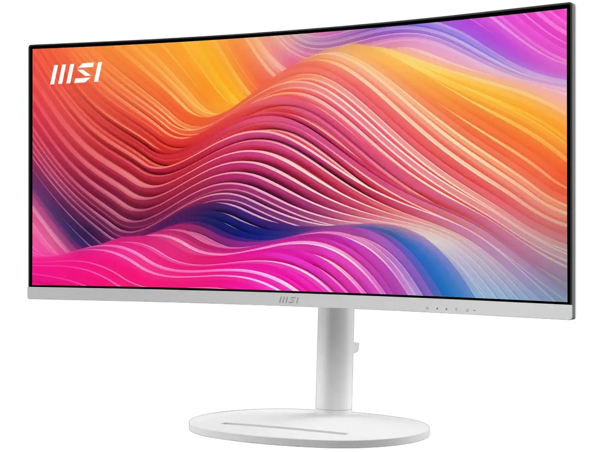 MSI 34" UWQHD 2K 1440P 120Hz with Adaptive-Sync HDR Ready Built-in Speakers USB-C KVM Picture-in-Picture white Curved Computer Monitor with Height Adjustable, Swivel & Tilt Stand Modern MD342CQPW