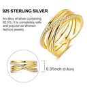 Ring Sterling Silver Sparkling Gold