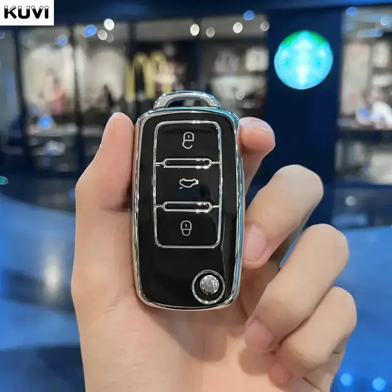 TPU Leather Car Key Case Full Cover For VW Models Accessory