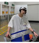 100% Cotton Men's T-shirts Japanese Style Cat Anime Tees