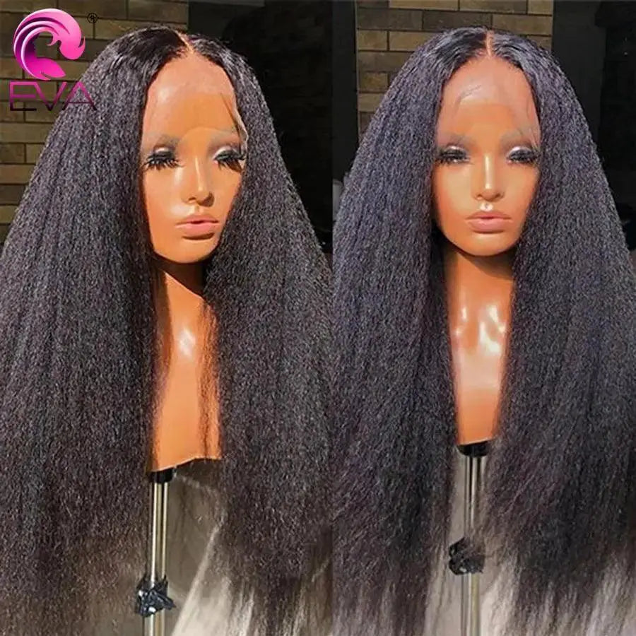 Eva Hair Kinky Straight Lace Wig 360 Full Lace Human Hair