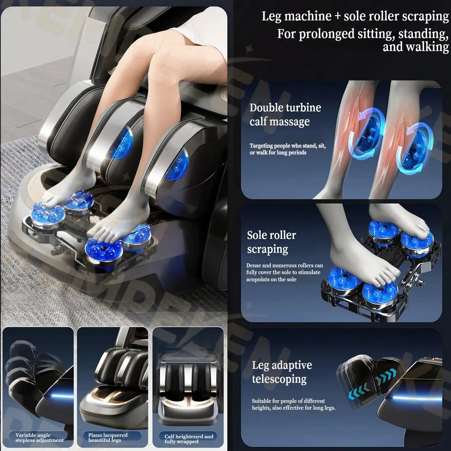 10D Dual Massage Chair with Heating Cape, SL Track, Zero Gravity, Leg & Foot Massage, Touch Screen & Bluetooth Audio