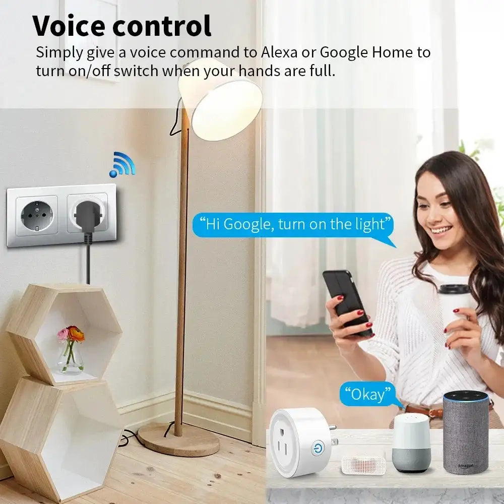 Tuya Smart Plug WiFi / Zigbee US Socket 20A With Power Monitor Timing Outlet Smart Life App Control Works with Alexa Google Home