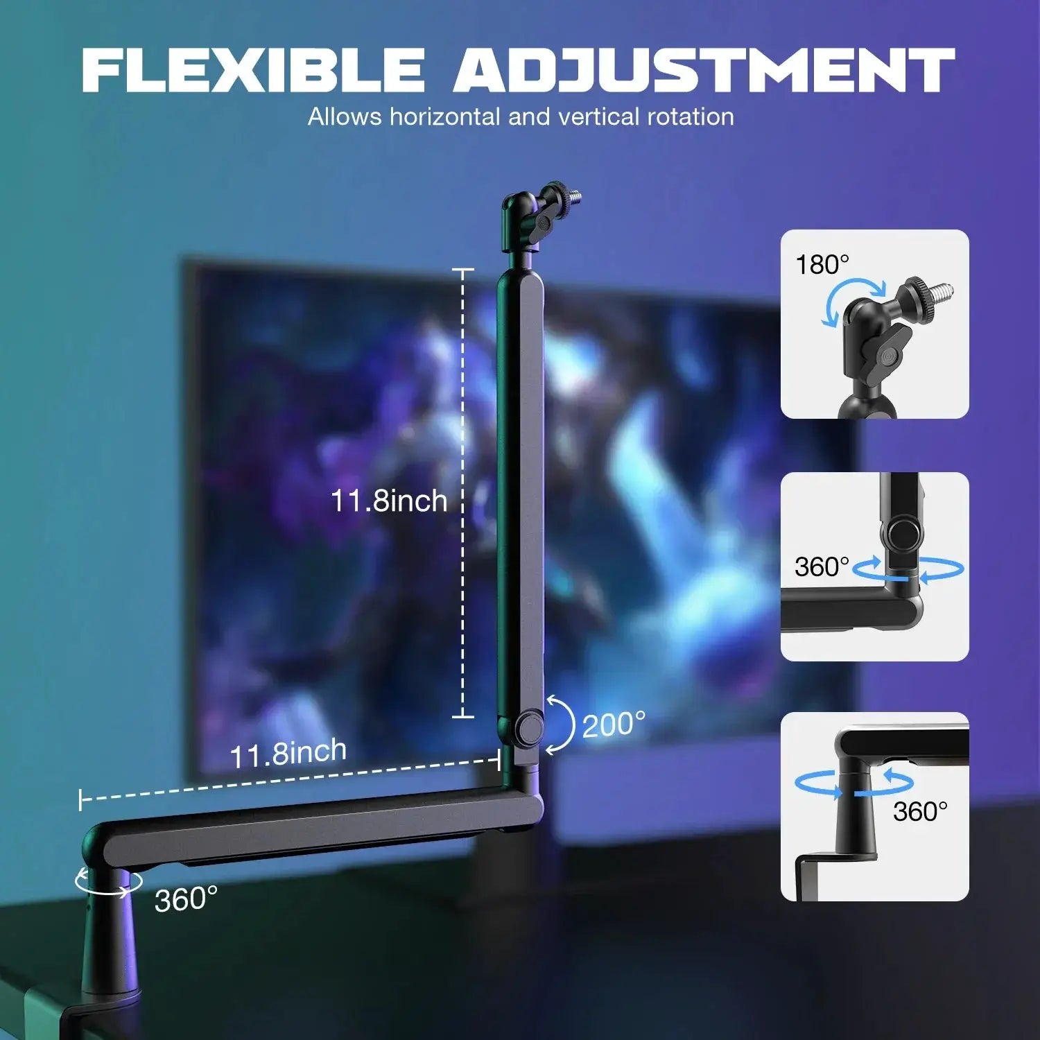Low Profile Adjustable Arm Microphone Stand Desk Mount