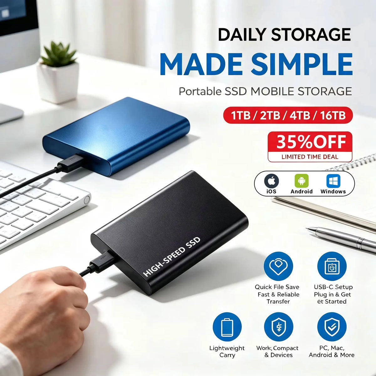 Portable USB-C External SSD Drive