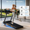 14 Percent Incline Folding Treadmill 3HP Quiet 360 Lb Space Saver