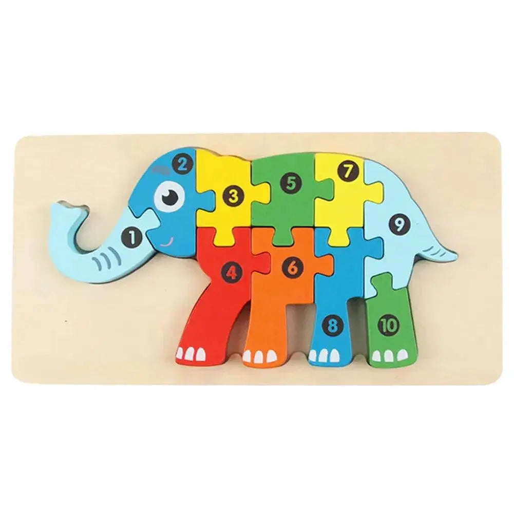 Wooden Puzzle For Kids Educational Cartoon Animals Game Set