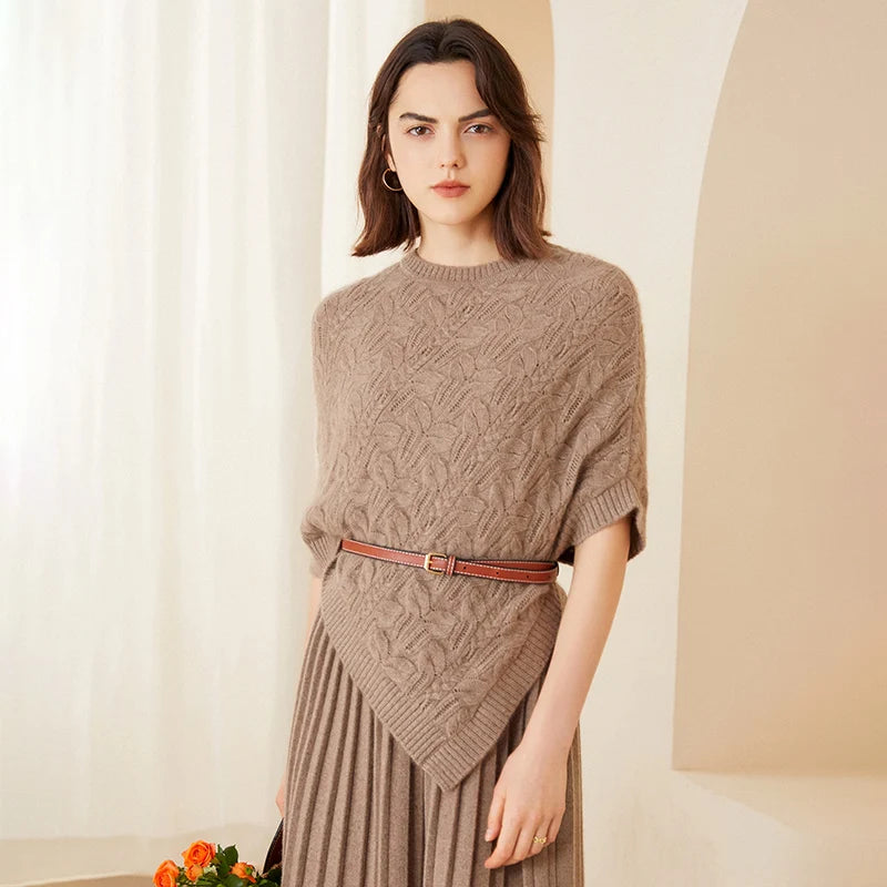 Cashmere Cable Knit Winter Poncho
