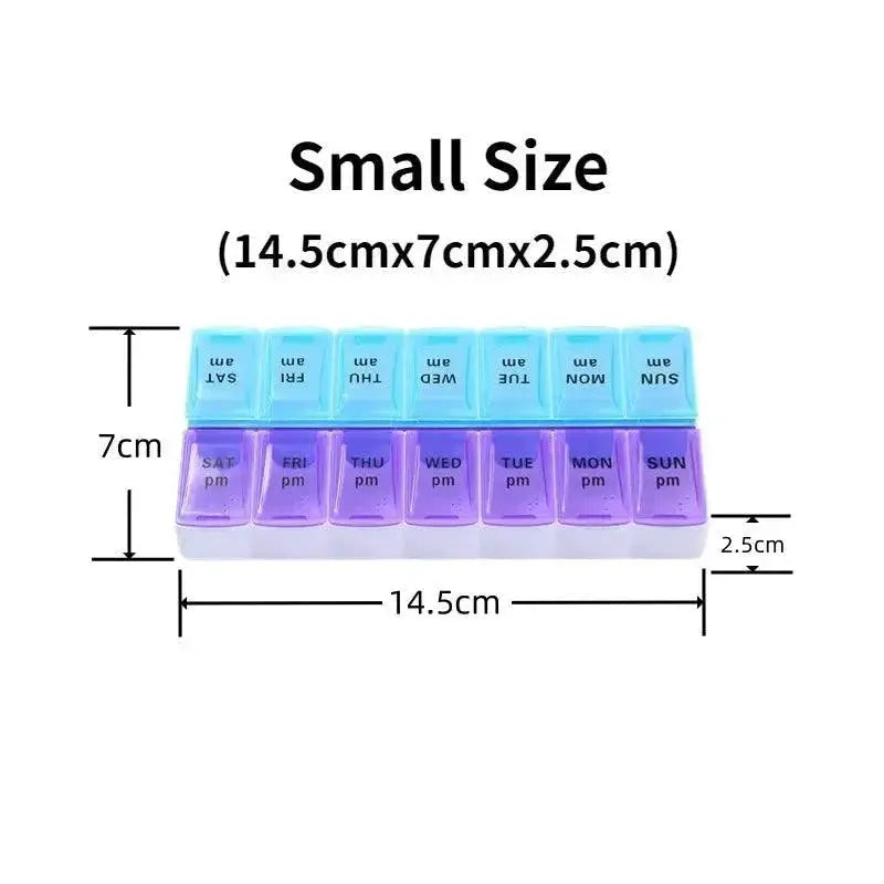Weekly Portable Pill Organizer With 14 Compartments