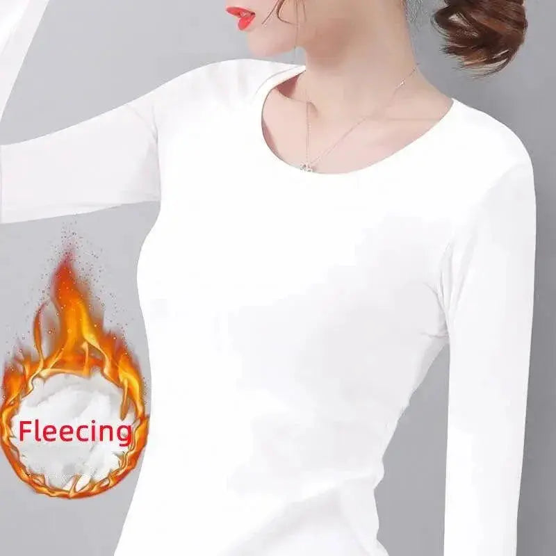 Stay Cozy Velvet Slim Fit Thermal Top O Neck For Winter