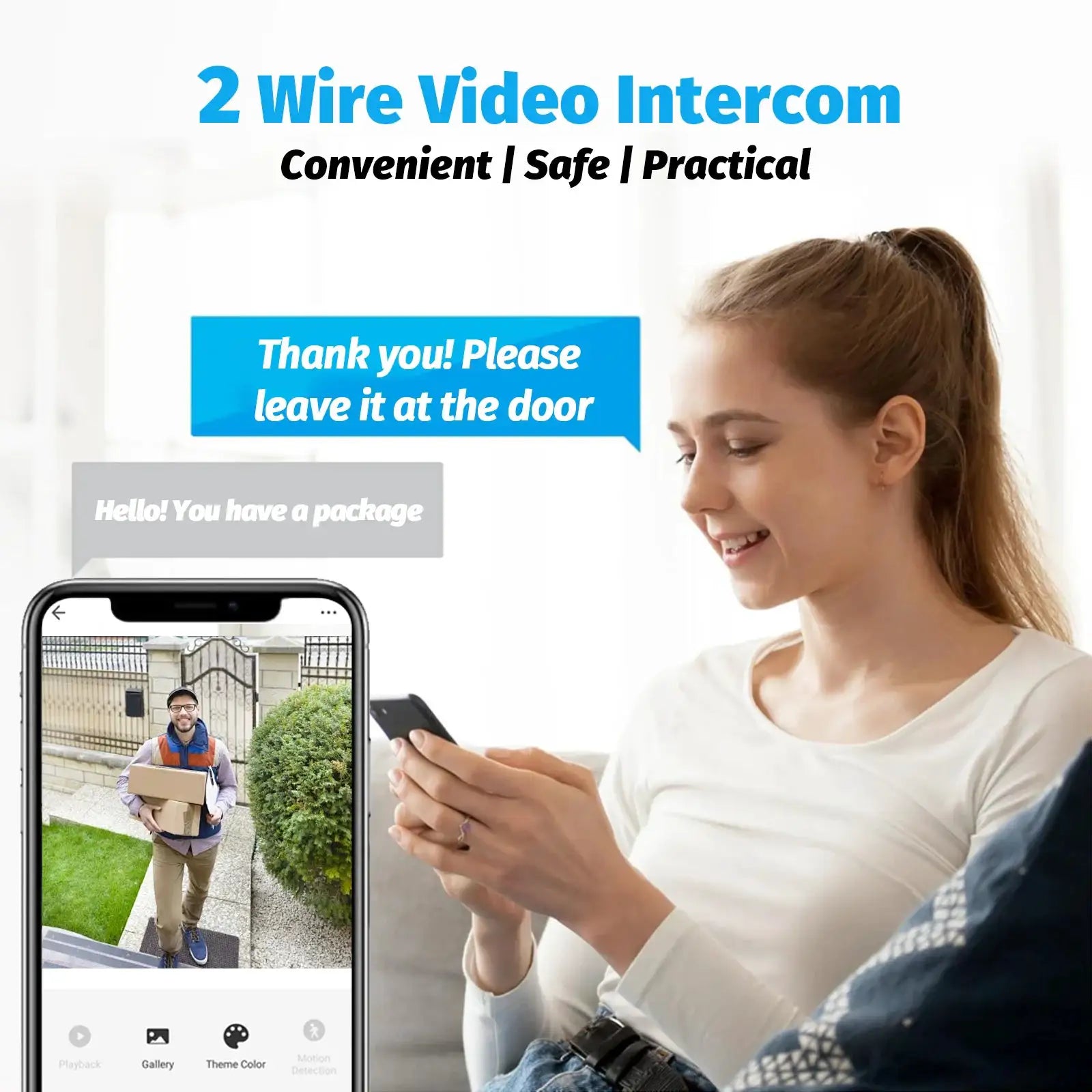 Tuya WiFi Video Intercom with 7'' HD Display, Dual-Mode Night Vision & Waterproof Design, Video Door Bell for Villa/Gate