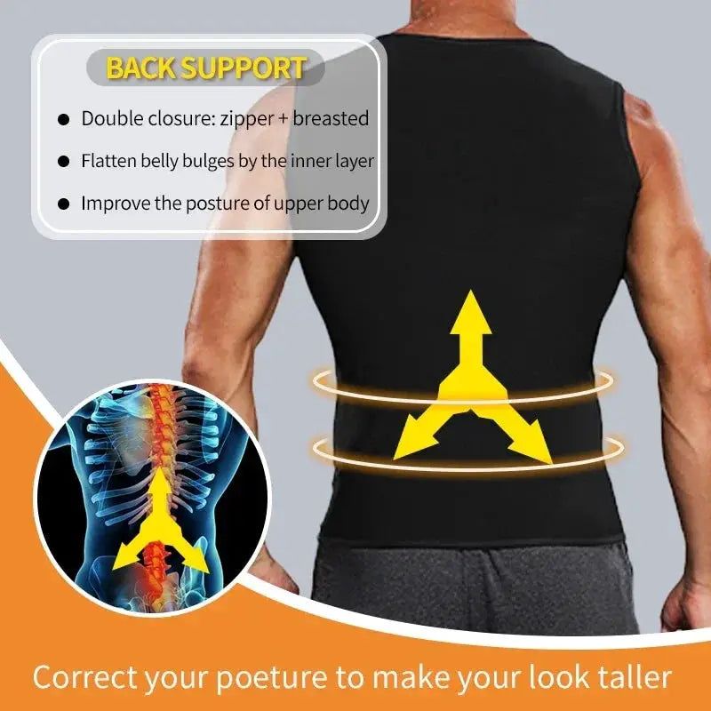 Men Sauna Vest Body Shaper Heat Trapping Sweat Enhancer