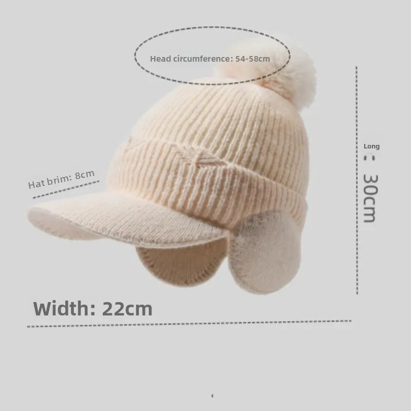 Pompom Earflap Knit Winter Hat