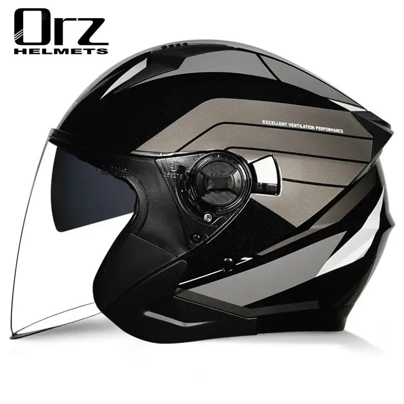 ORZ-705 Latest High Quality Motorcycle Helmet Half Covering Dual Lens Cascos para Motos Male Female Couple Capacetes de Moto