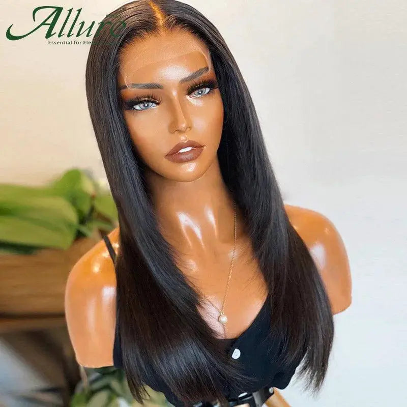 Glueless Long Straight Brazilian Lace Front Wig Pre Plucked