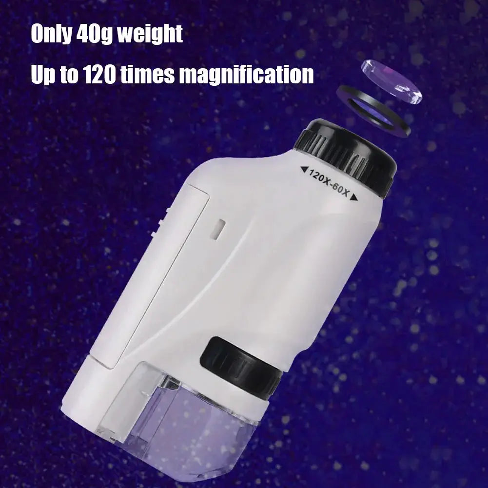 Mini Pocket Microscope Handheld Kit 60X 120X Kids Science