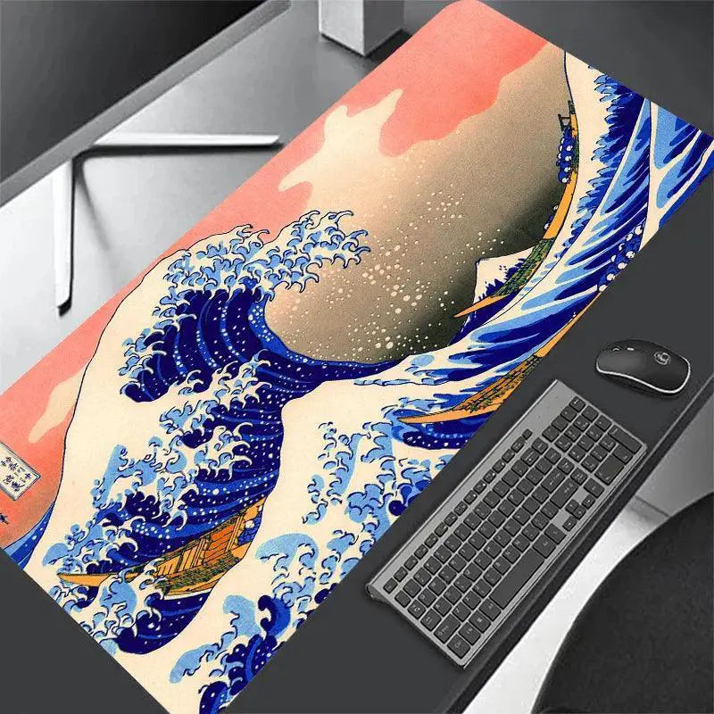Japanese Wave Gaming Mousepad Large Great Wave Desk Mat