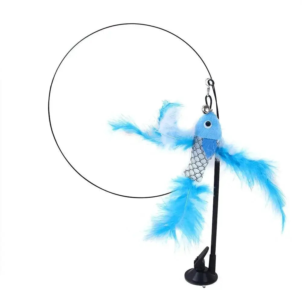 Interactive Feather Cat Wand Toy With Suction Cup Base