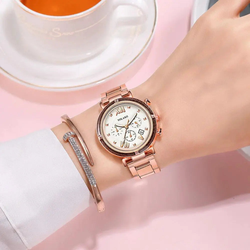 Blue Stainless Steel Watch Set Elegant Five Piece Collection