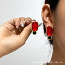 Geometric Jelly Translucent Gemstone Stud Earrings for Women