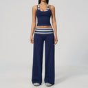 Women's Yoga Set Halter Crop Top Wide Leg Pants
