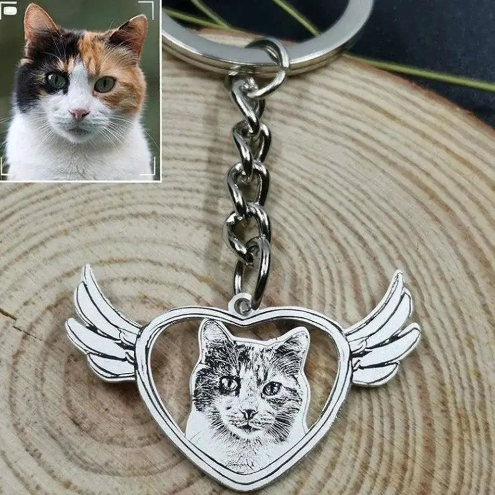 Personalized Engraved Pet Photo Keychain Custom Jewelry Gift