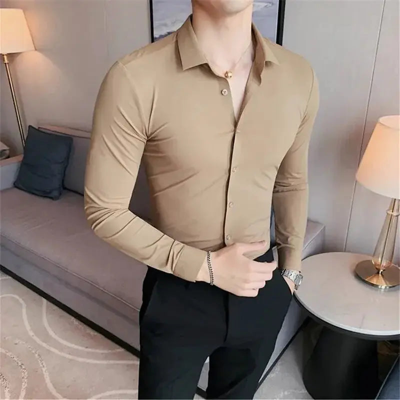 Plus Size 4XL M High Elasticity Seamless Shirts Men