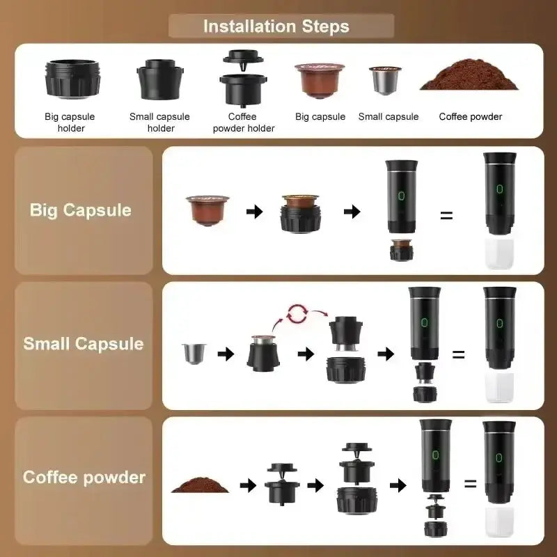 Portable 3 In 1 Wireless Coffee Maker For Espresso Lovers