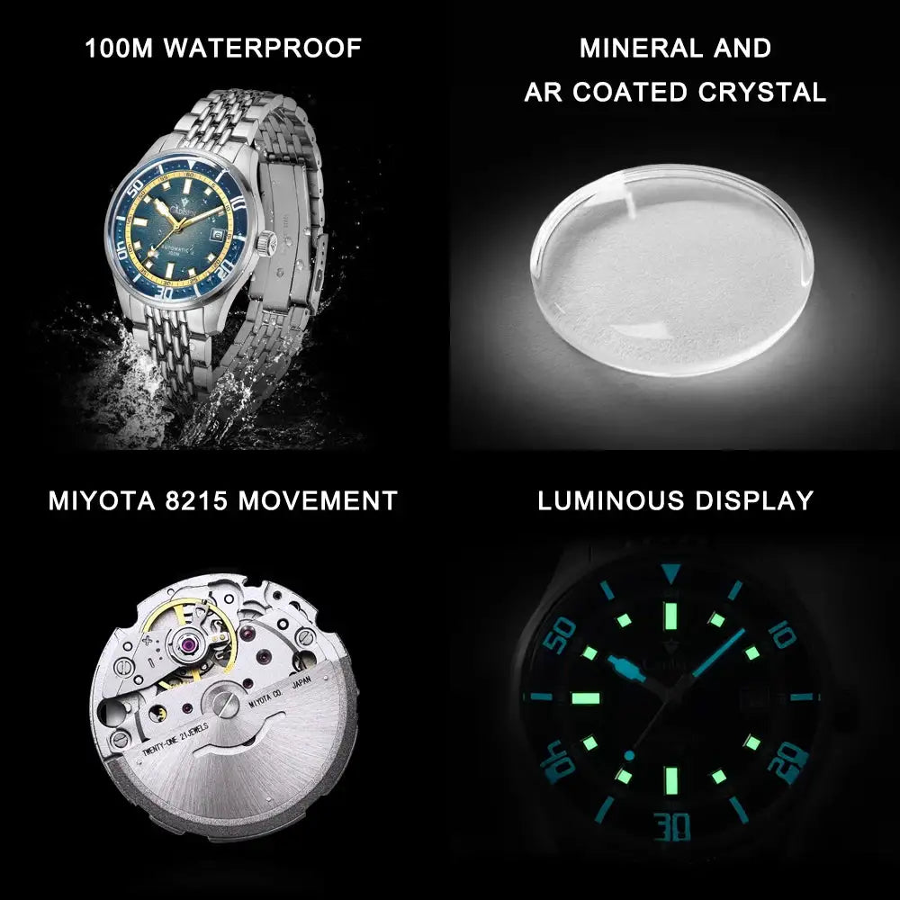 CADISEN Automatic Mechanical Watch Man Silver Business Casual Waterproof Watch Japan MIYOTA 8215 Movement Luminous Men's Watch