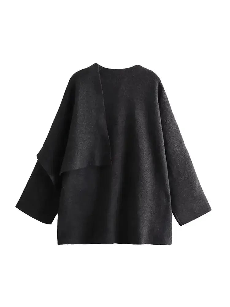 TRAF 2023 Winter Women Scarf Coat Long Sleeve Jacket