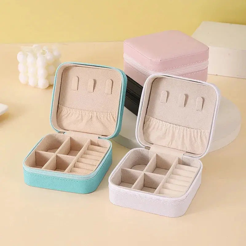 Portable Leather Jewelry Storage Case Travel Organizer