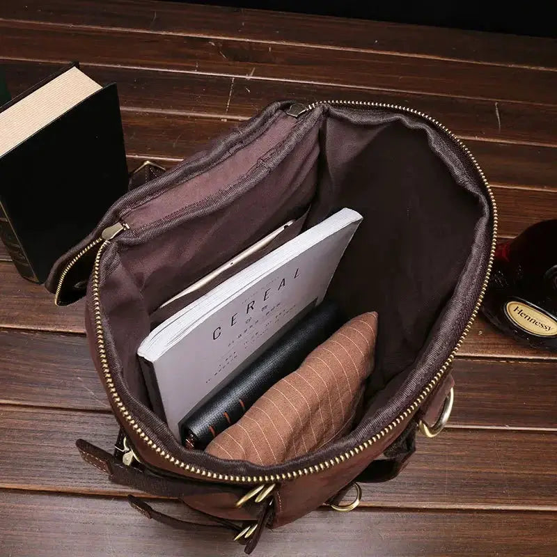 Luufan Leather Backpack For Men Vintage Style Unique Design